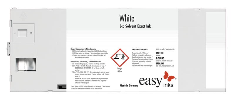 Weiße Eco Solvent Exact 2 Tinte für Roland, 220ml