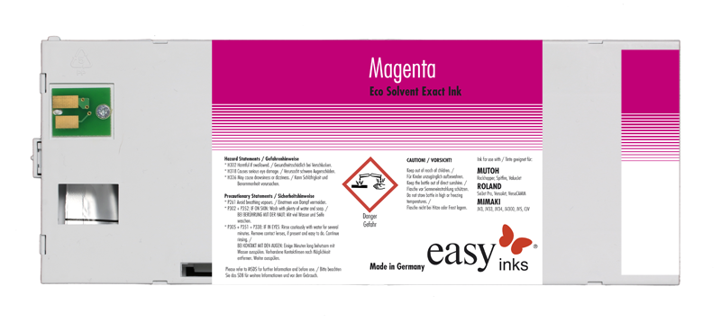 easy Eco Solvent Exact Tinte für Mutoh Rockhopper I und 38, 220ml Kartusche, inkl. Silberlabel