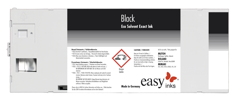 easy Eco Solvent Exact Tinte für Mutoh Rockhopper I und 38, 220ml Kartusche, inkl. Silberlabel
