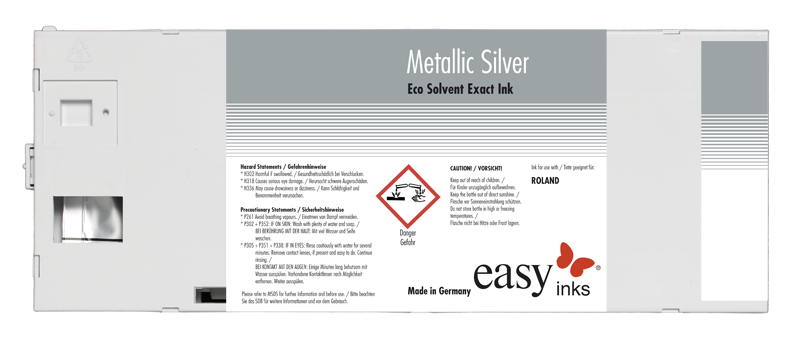 Metallic-Silver Eco Solvent Exact 3 Tinte für Roland, 220ml