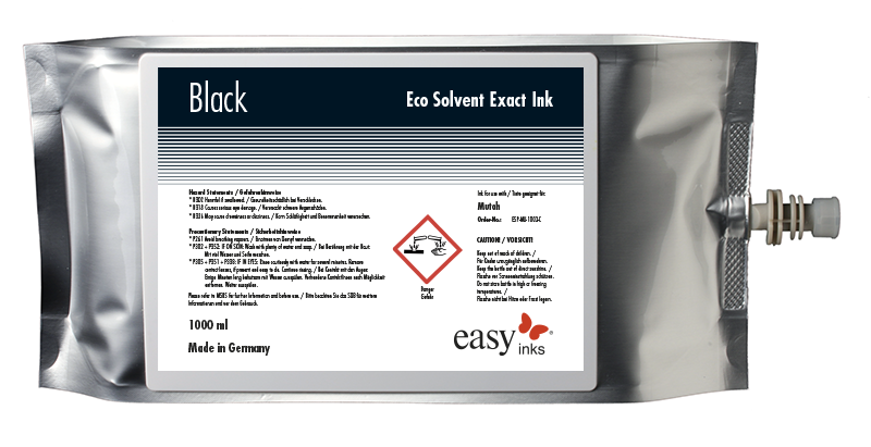 Eco Solvent Exact Tinte, 1 Liter Beutel für original Mutoh Adapter Set, inkl. Smart Card